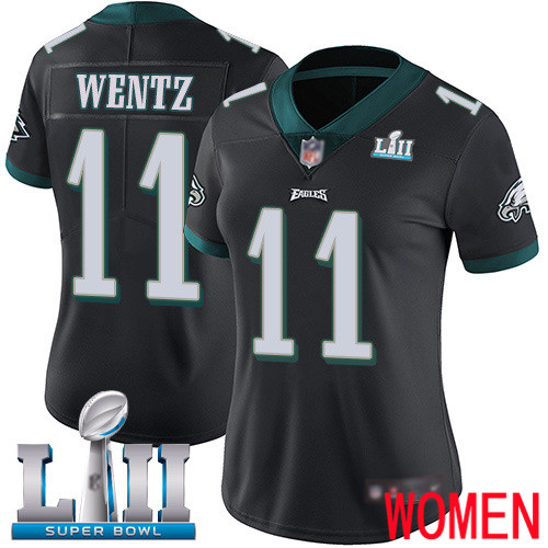Women Philadelphia Eagles 11 Carson Wentz Black Alternate Vapor Untouchable NFL Jersey Limited Player Super